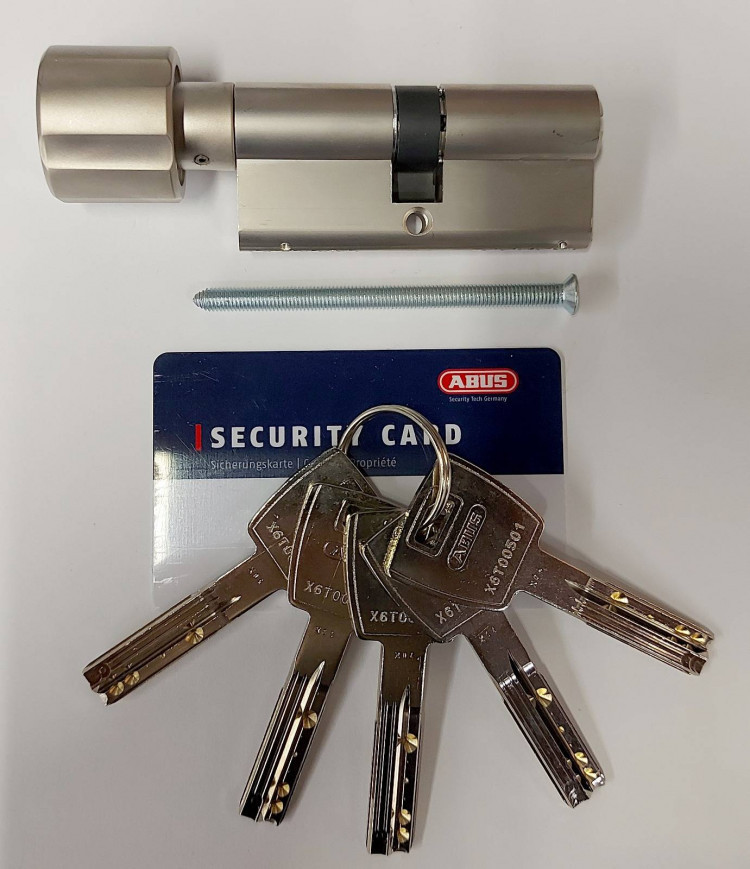 Механизм цилиндровый Abus X6 (Абус) 100 мм (45*55) никель, кл/вертушка